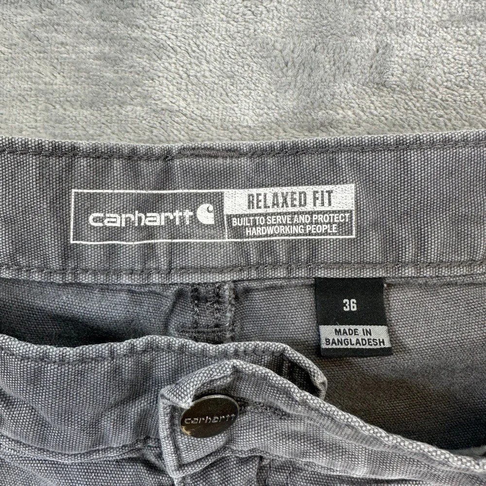Carhartt Relaxed Fit Canvas Work Shorts Mens Size 36 Gray Utility Pocket